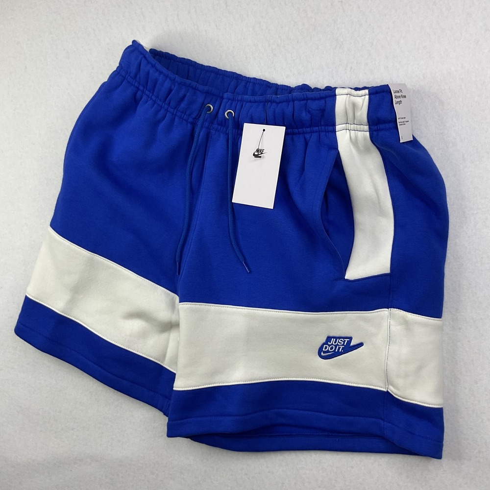 Nike Sportswear Club Fleece Shorts Mens Medium Blue White Colorblock IO9625-480